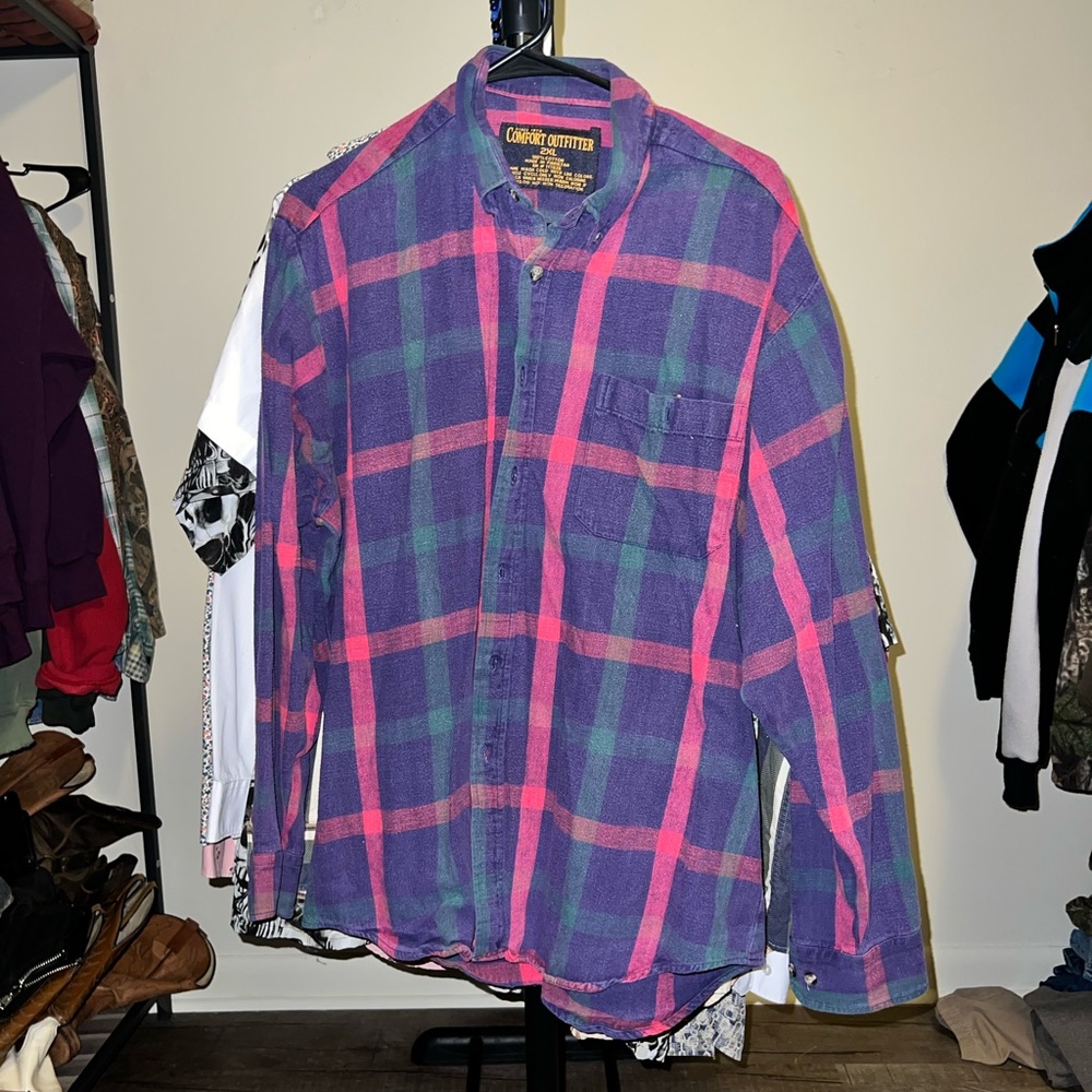 Comfort Outfitter Plaid Flannel Button-Up Shirt Size XXL